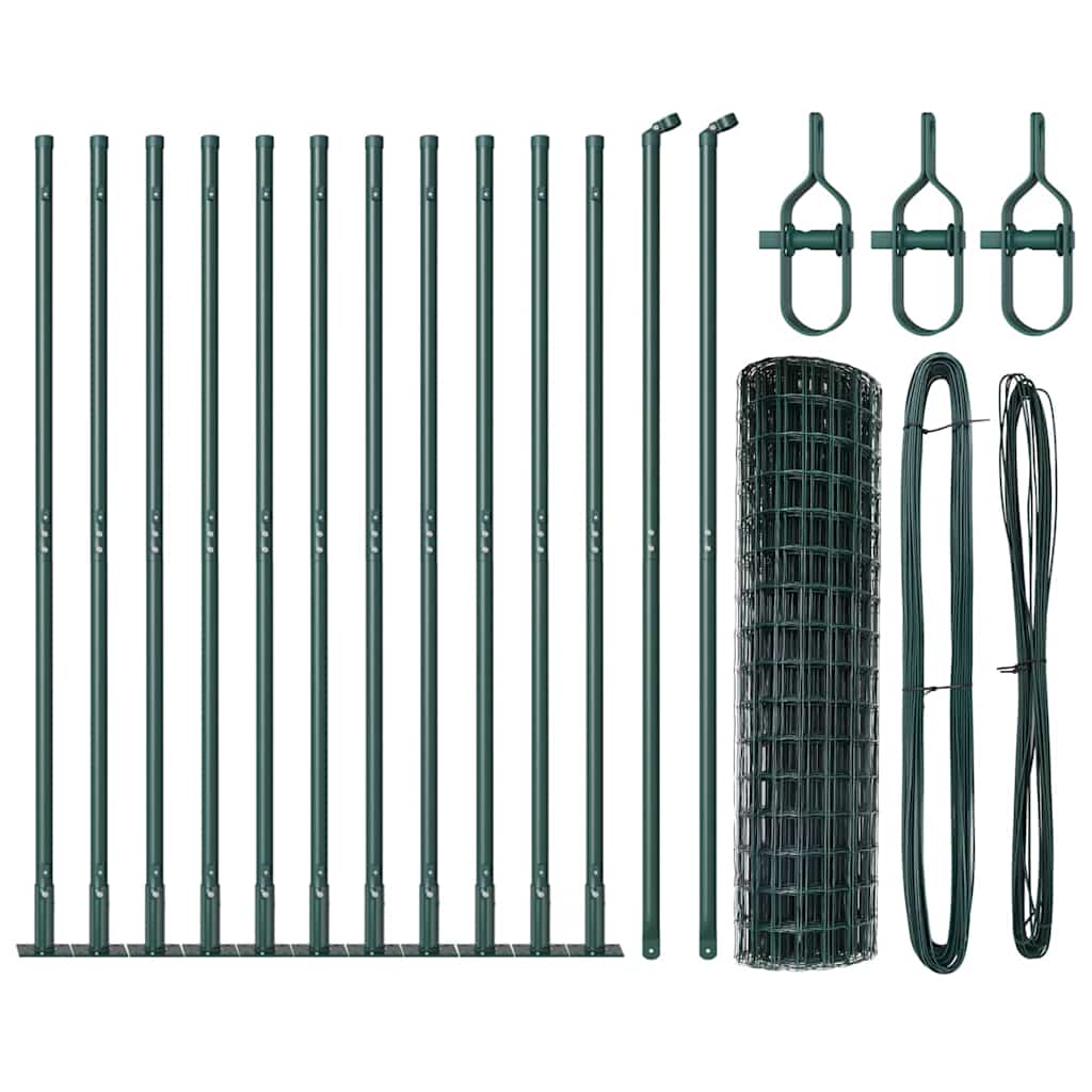 Euro Fence with Concrete Base 25 x 0.8 m PVC-Coated Steel Concrete Base Fix Green 76 x 63 mm mesh