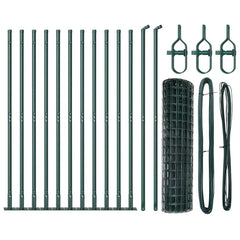 Euro Fence with Concrete Base 25 x 0.8 m PVC-Coated Steel Concrete Base Fix Green 76 x 63 mm mesh
