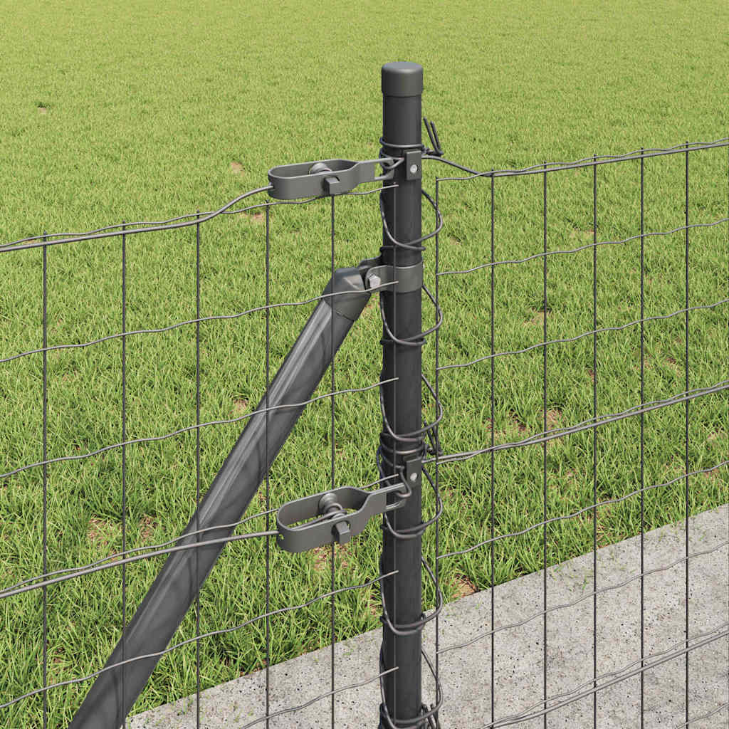 vidaXL Euro Fence with Concrete Base 10 x 0.4 m PVC-Coated Steel Grey 5