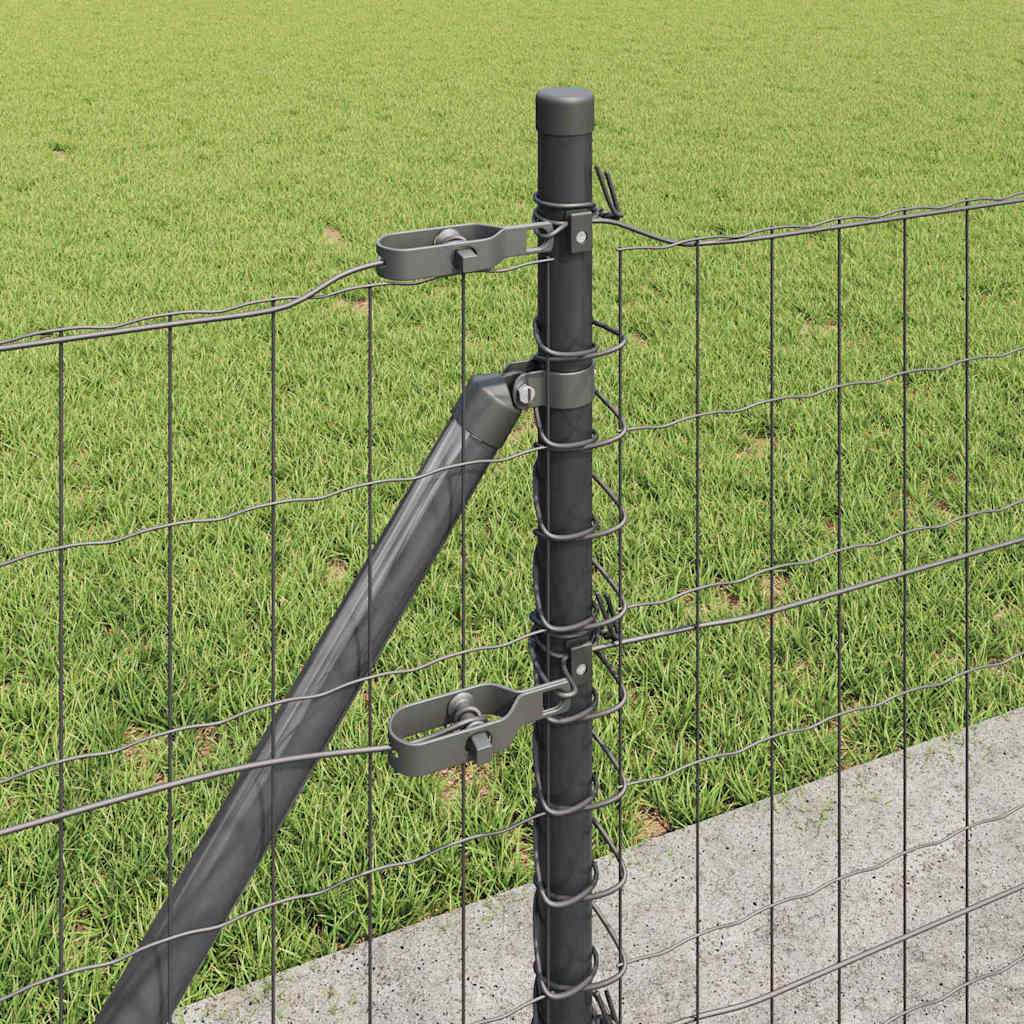 vidaXL Euro Fence with Concrete Base 10 x 0.4 m PVC-Coated Steel Grey 5