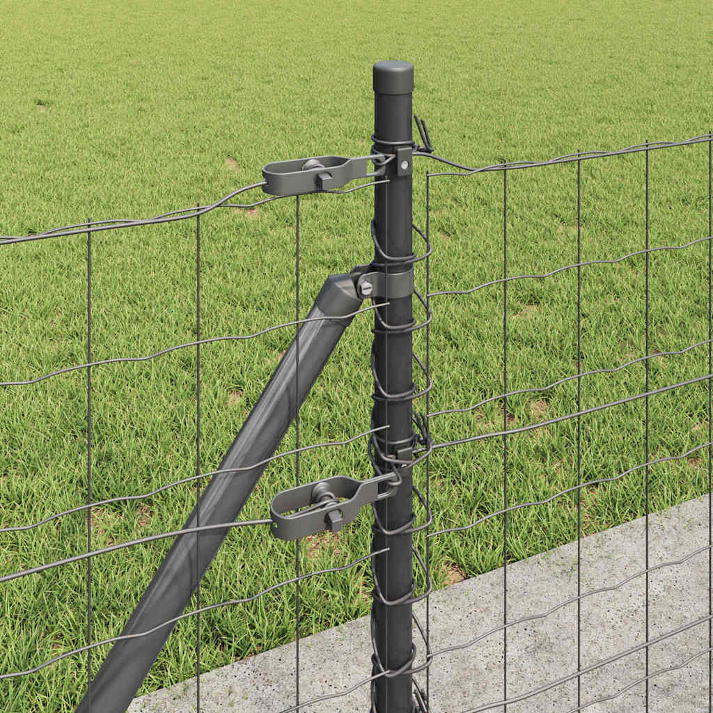 vidaXL Euro Fence with Concrete Base 25 x 0.4 m PVC-Coated Steel Grey 5