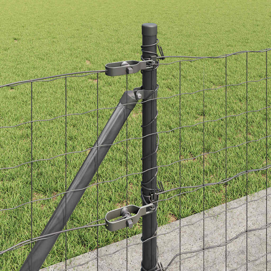 vidaXL Euro Fence with Concrete Base 10 x 0.4 m PVC-Coated Steel Grey 5