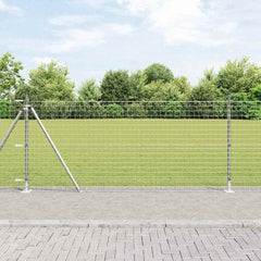 vidaXL Outdoor Euro Fence with Concrete Base 10 x 0.8 m Silver Mesh 1
