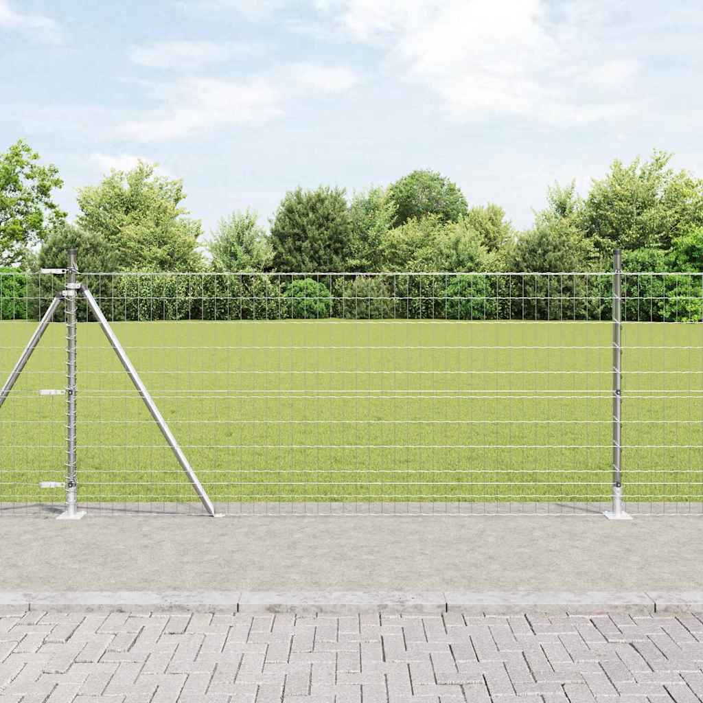 vidaXL Outdoor Euro Fence with Concrete Base 10 x 1 m Galvanised Steel 1