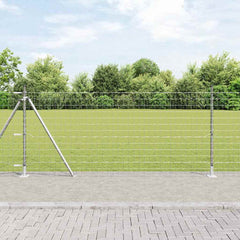 vidaXL Outdoor Euro Fence with Concrete Base 10 x 1 m Galvanised Steel 1