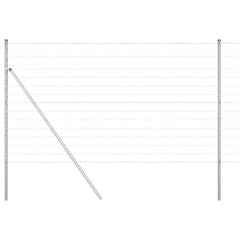 Welded Wire Fence 25 x 1.4 m Galvanised Steel Silver Ground Fix 15 cm (14 wires)