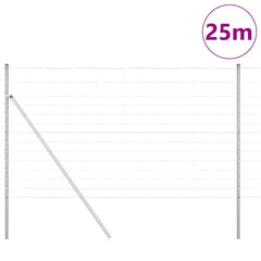 Welded Wire Fence 25 x 1.4 m Galvanised Steel Silver Ground Fix 15 cm (14 wires)