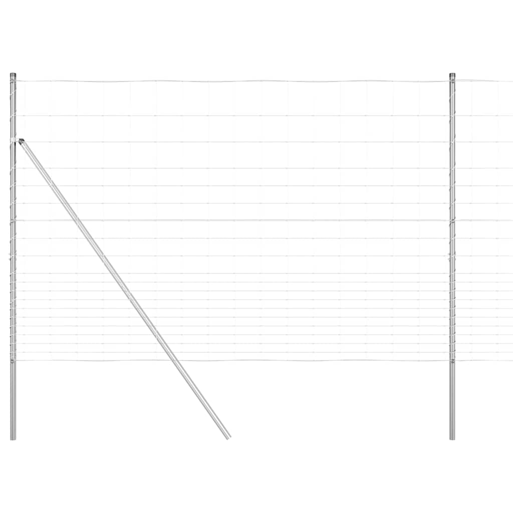 Welded Wire Fence 25 x 1.6 m Galvanised Steel Silver Ground Fix 15 cm (20 wires)