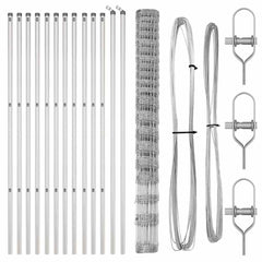 Welded Wire Fence 25 x 1.6 m Galvanised Steel Silver Ground Fix 15 cm (20 wires)
