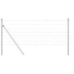 Welded Wire Fence 50 x 0.8 m Galvanised Steel Silver Ground Fix 30 cm (8 wires)