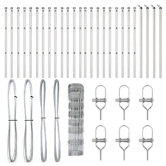 Welded Wire Fence 50 x 0.8 m Galvanised Steel Silver Ground Fix 30 cm (8 wires)