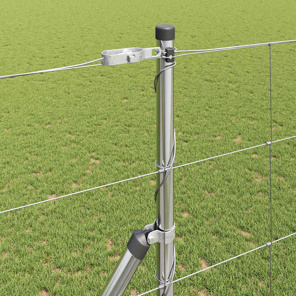 Welded Wire Fence 50 x 1.4 m Galvanised Steel Silver Ground Fix 30 cm (12 wires)