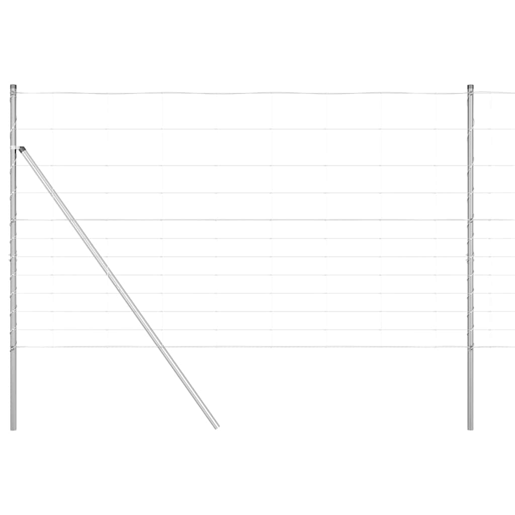 Welded Wire Fence 50 x 1.4 m Galvanised Steel Silver Ground Fix 30 cm (12 wires)