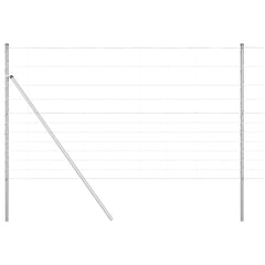 Welded Wire Fence 50 x 1.4 m Galvanised Steel Silver Ground Fix 30 cm (12 wires)