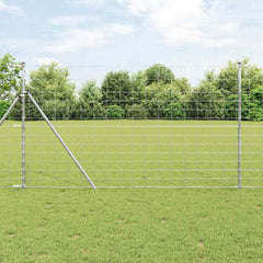Welded Wire Fence 50 x 1.4 m Galvanised Steel Silver Ground Fix 15 cm (14 wires)