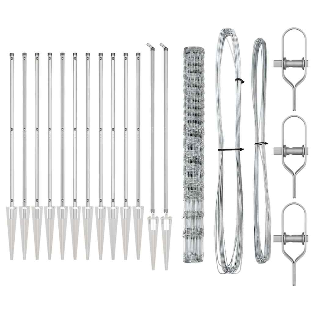 Welded Wire Fence with Spikes 25 x 1.6 m Galvanised Steel Mesh Spike Anchor Fix 15 cm (20 wires)