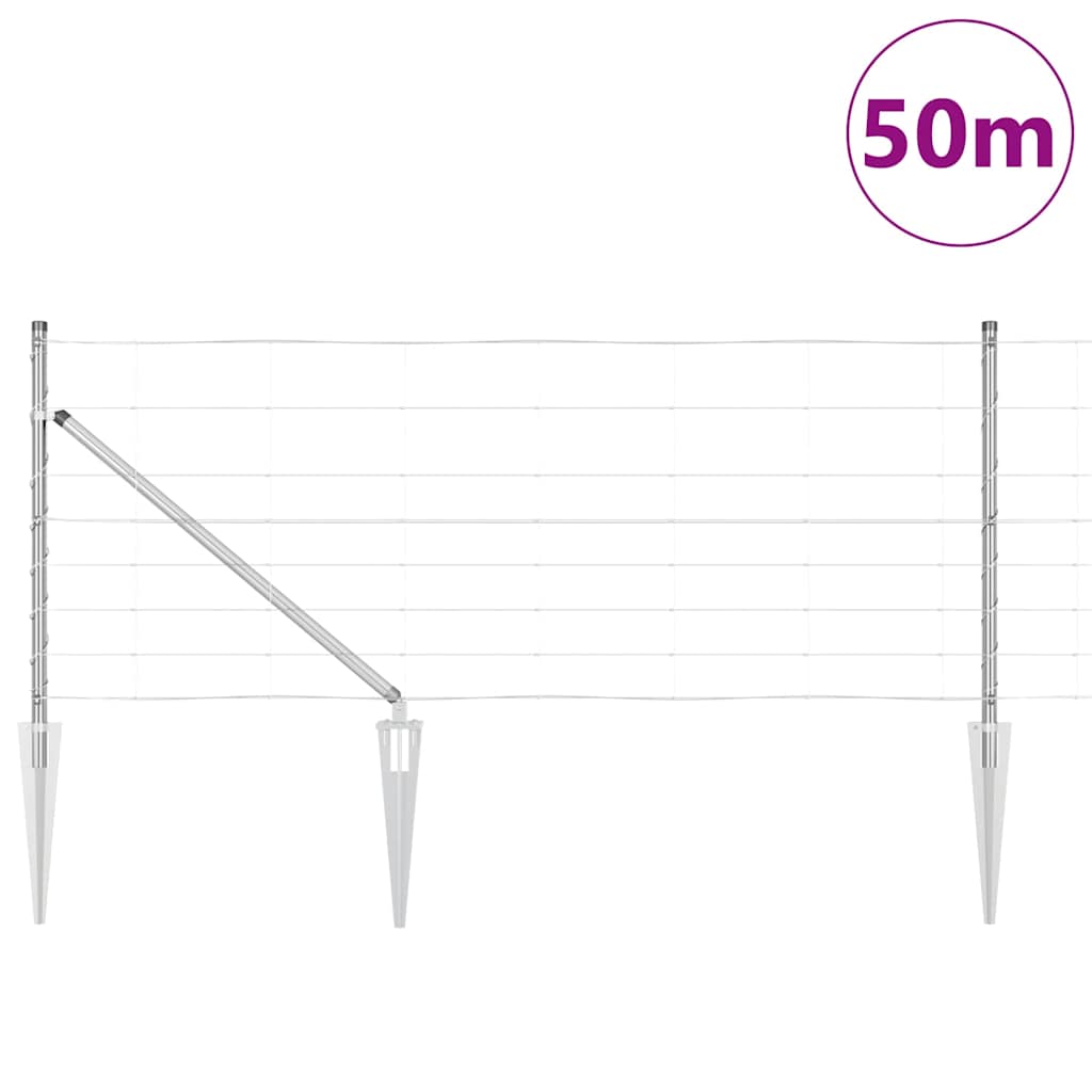 Welded Wire Fence with Spikes 50 x 0.8 m Galvanised Steel Spike Anchor Fix 30 cm (8 wires)