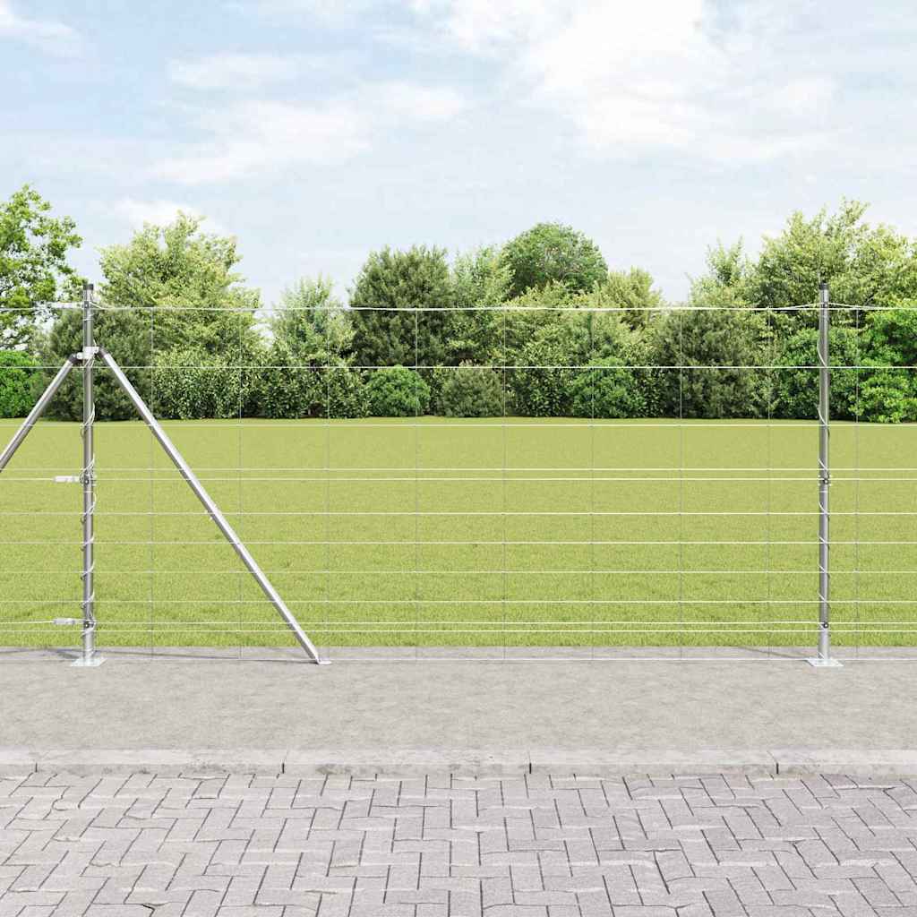 Welded Wire Fence with Concrete Base 25 x 1.2 m Silver Mesh Concrete Base Fix 30 cm (10 wires)