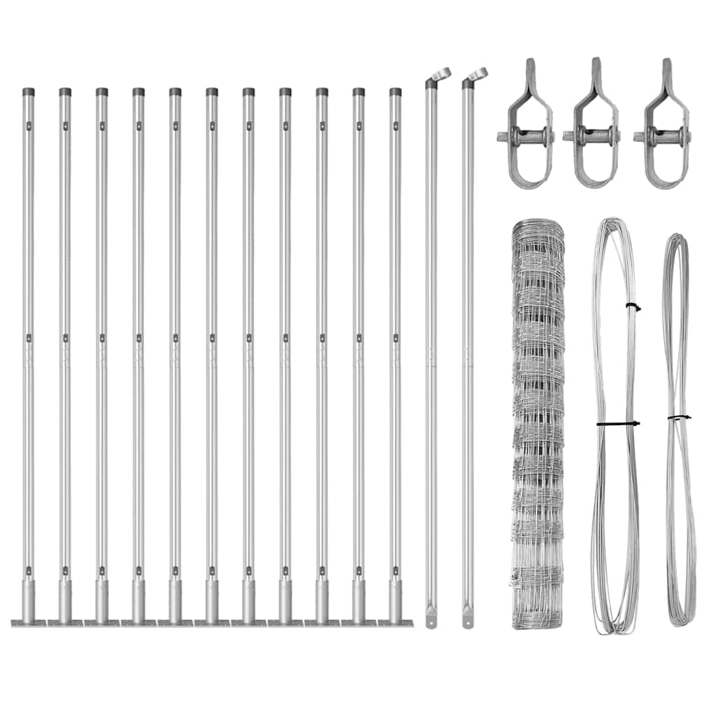 Welded Wire Fence with Concrete Base 25 x 1.2 m Silver Mesh Concrete Base Fix 30 cm (12 wires)