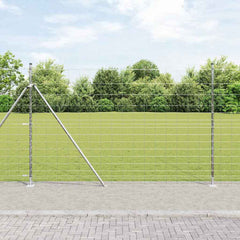 Welded Wire Fence with Concrete Base 25 x 1.6 m Silver Mesh Concrete Base Fix 15 cm (15 wires)