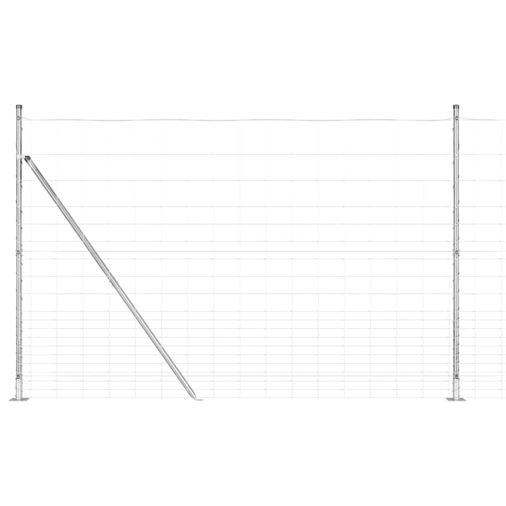 Welded Wire Fence with Concrete Base 25 x 1.6 m Silver Mesh Concrete Base Fix 15 cm (20 wires)