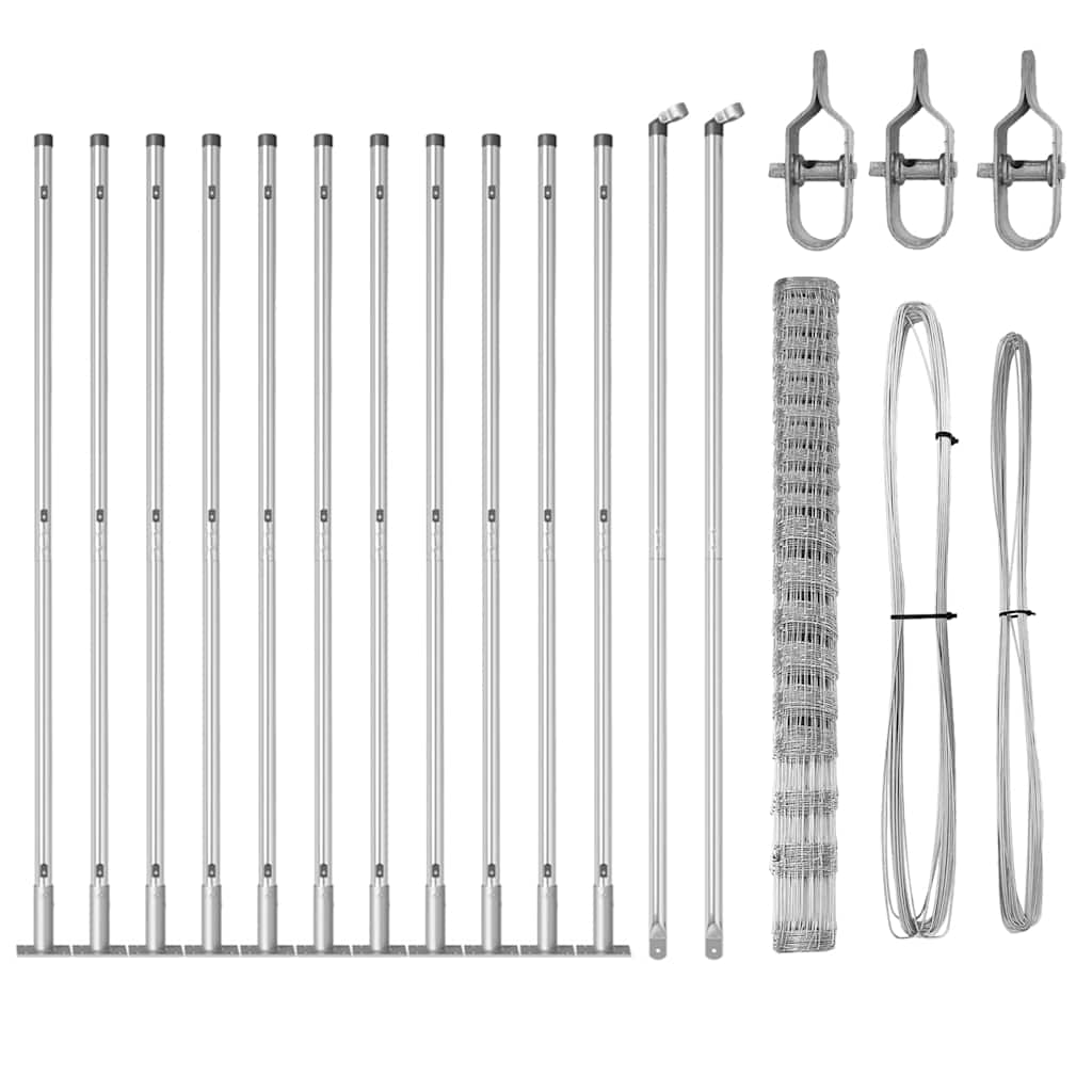 Welded Wire Fence with Concrete Base 25 x 1.6 m Silver Mesh Concrete Base Fix 15 cm (20 wires)
