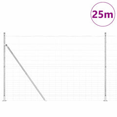Welded Wire Fence with Concrete Base 25 x 1.6 m Silver Mesh Concrete Base Fix 15 cm (20 wires)