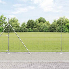 Welded Wire Fence with Concrete Base 25 x 1.6 m Silver Mesh Concrete Base Fix 30 cm (23 wires)