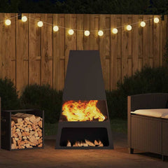 Fire Bowl Black 60 x 35 x 100 cm Weathering Steel Cold-rolled steel/black