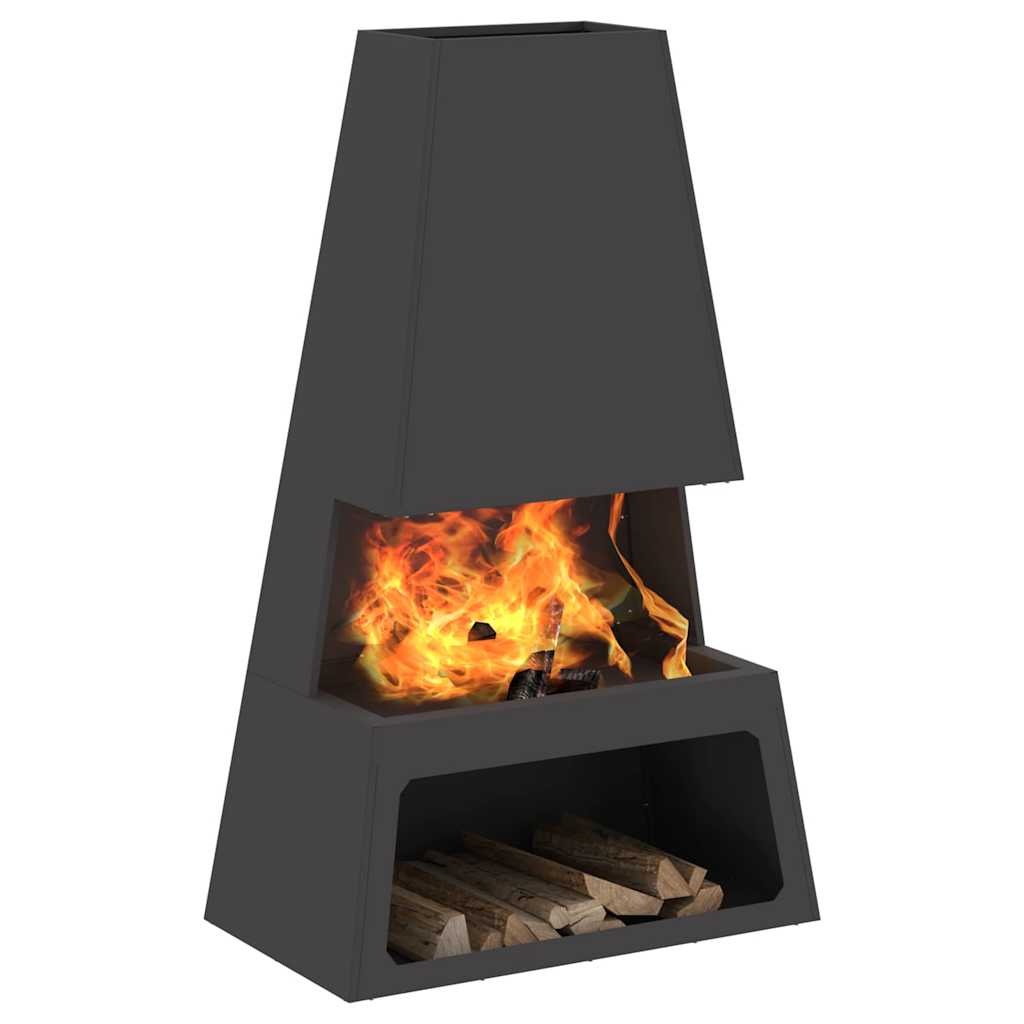 Fire Bowl Black 60 x 35 x 100 cm Weathering Steel Cold-rolled steel/black