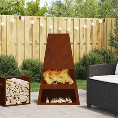 Fire Bowl Black 60 x 35 x 100 cm Weathering Steel Weathering steel/brown