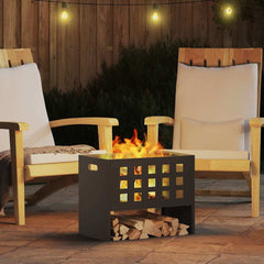 vidaXL Fire Bowl Black 50 x 30 x 40 cm Steel 4