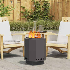 vidaXL Smokeless Fire Bowl Black 38 x 38 x 51 cm Weathering Steel 1