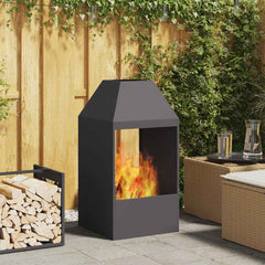 Fire Bowl Black 50 x 50 x 100 cm Weathering Steel Cold-rolled steel/black without side cut-out pattern