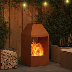Fire Bowl Black 50 x 50 x 100 cm Weathering Steel Weathering steel/brown without side cut-out pattern
