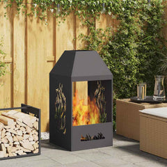 Fire Bowl Black 50 x 50 x 100 cm Weathering Steel Cold-rolled steel/black with side cut-out pattern