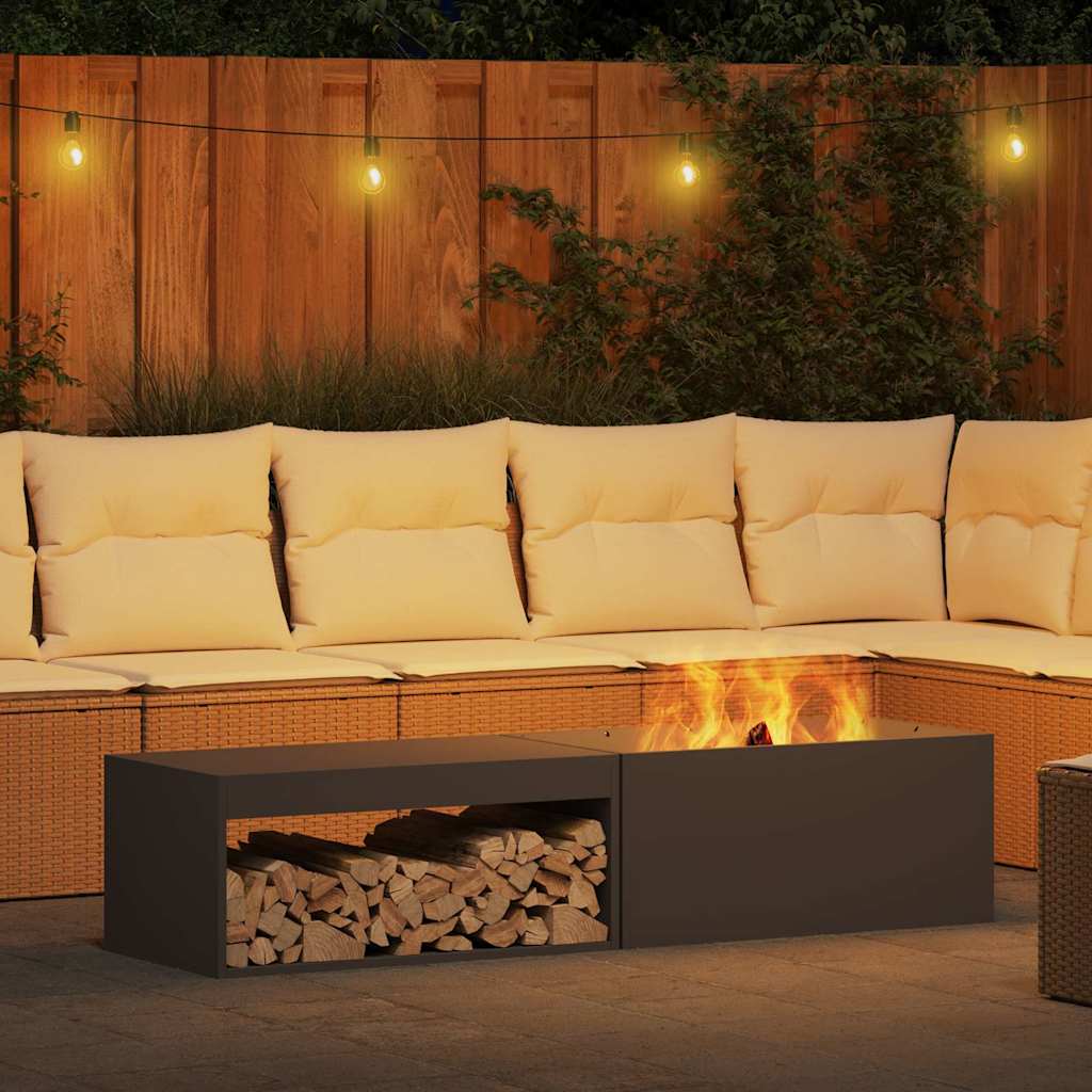 Fire Bowl Black 160 x 45 x 35 cm Weathering Steel Cold-rolled steel/black