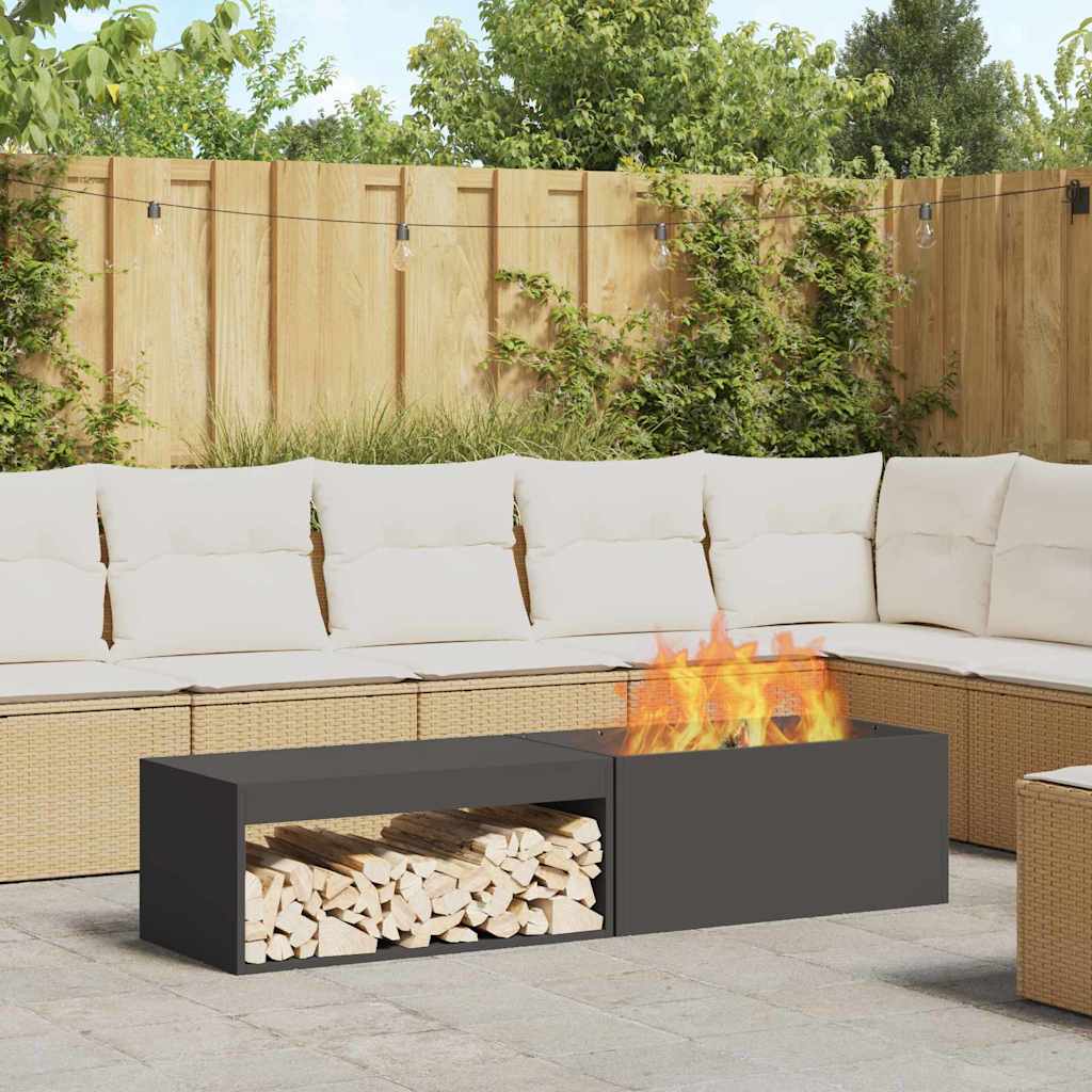 Fire Bowl Black 160 x 45 x 35 cm Weathering Steel Cold-rolled steel/black