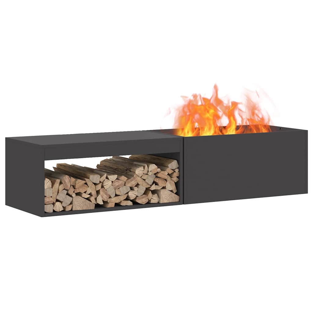 Fire Bowl Black 160 x 45 x 35 cm Weathering Steel Cold-rolled steel/black