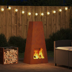 Fire Bowl Black 50 x 35 x 100 cm Weathering Steel Weathering steel/brown