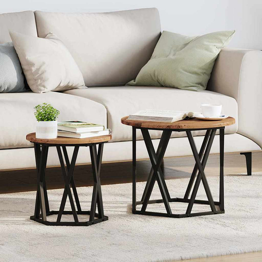 vidaXL Side Table 2 pcs Reclaimed Wood 50 x 50 x 40 cm 1