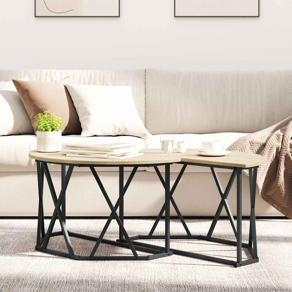 vidaXL Coffee Table Sonoma Oak 80 x 80 x 42 cm 4