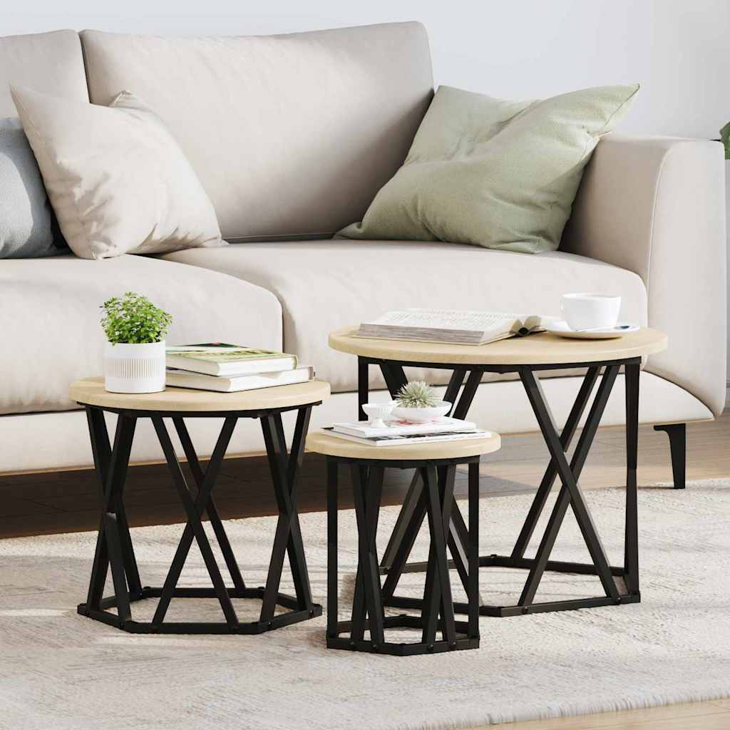 vidaXL Nesting Side Table 3 pcs Sonoma Oak 53 x 53 x 40 cm 1