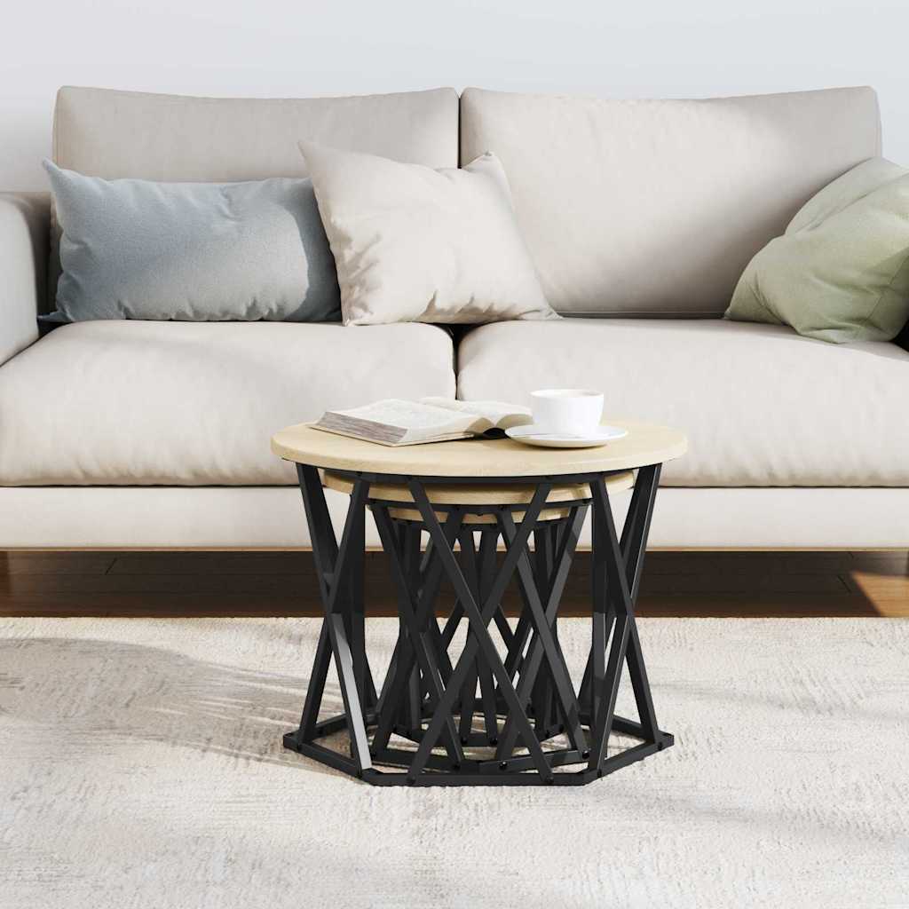 vidaXL Nesting Side Table 3 pcs Sonoma Oak 53 x 53 x 40 cm 4