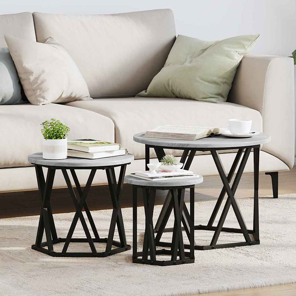 Nesting Side Table 3 pcs 53 x 53 x 40 cm Grey sonoma