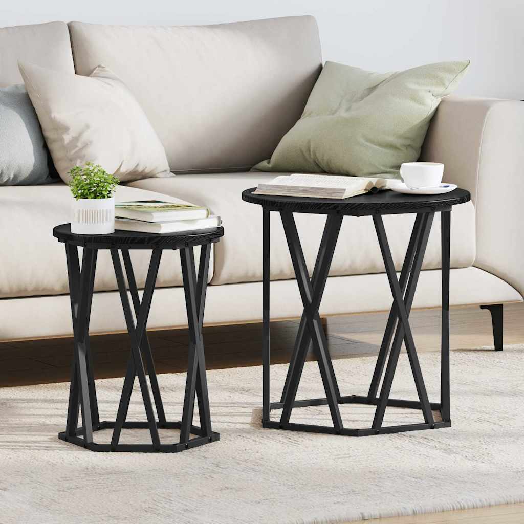 vidaXL Coffee Table 2 pcs Black Oak 50 x 50 x 50 cm 1