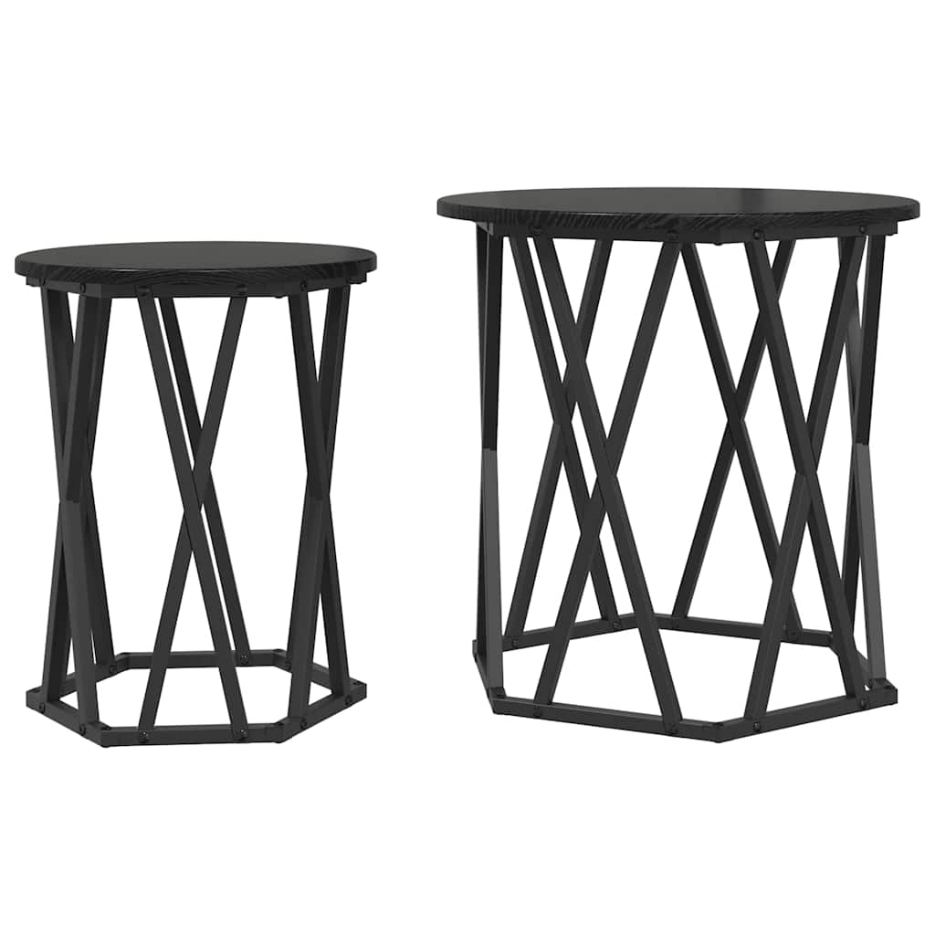 vidaXL Coffee Table 2 pcs Black Oak 50 x 50 x 50 cm 2