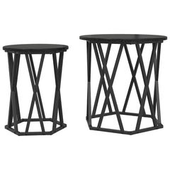 vidaXL Coffee Table 2 pcs Black Oak 50 x 50 x 50 cm 2