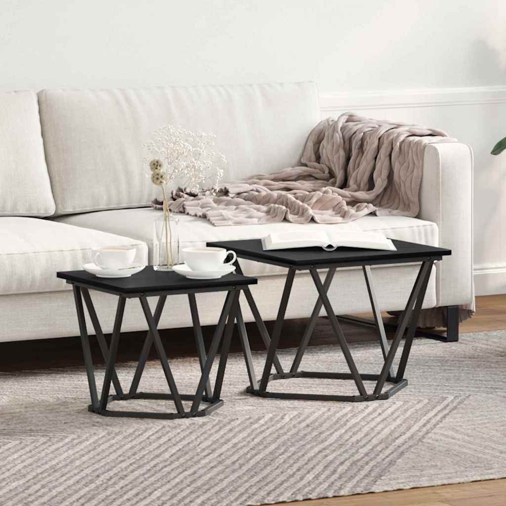 vidaXL Side Table Set 2 pcs Black Oak 50 x 50 x 40 cm 1