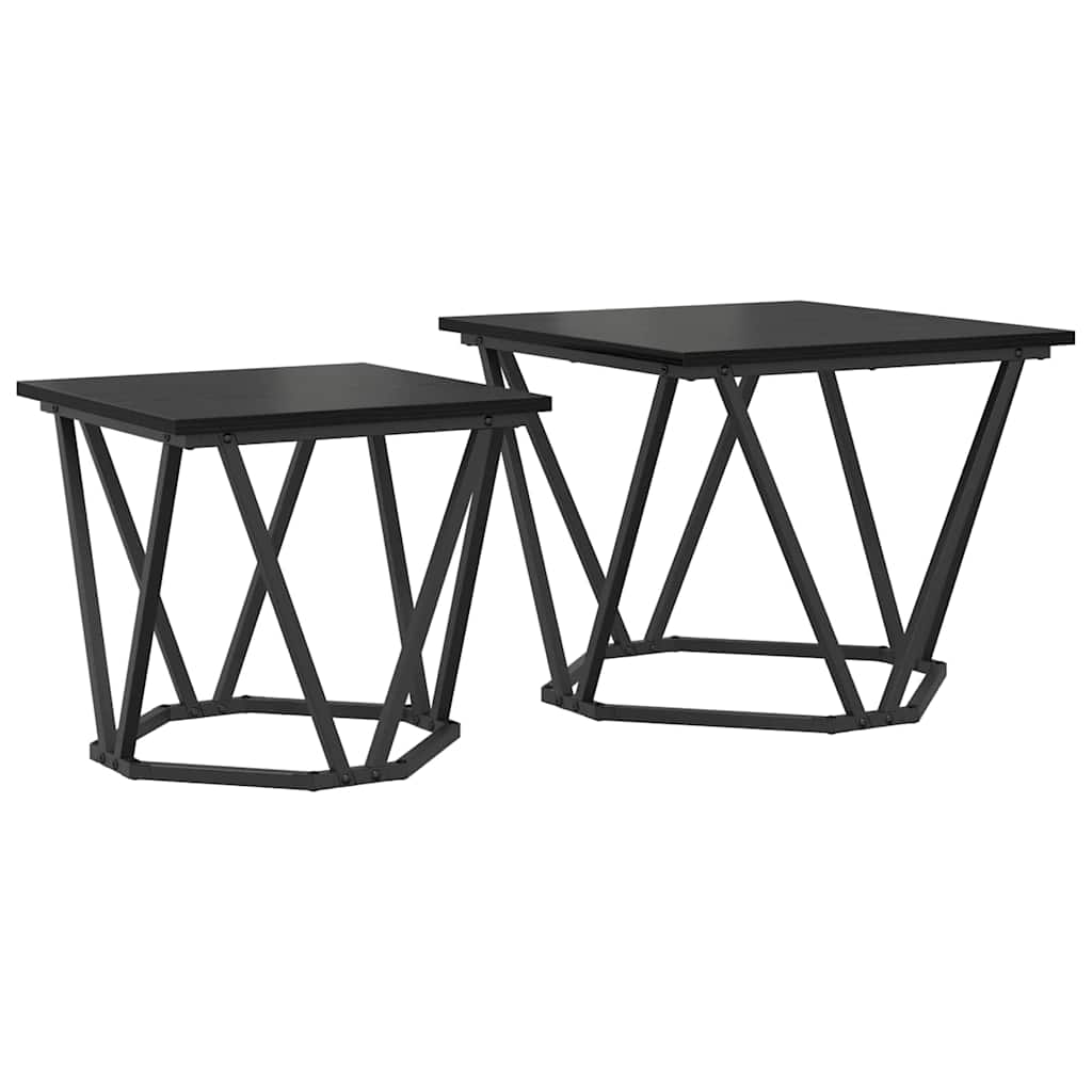 vidaXL Side Table Set 2 pcs Black Oak 50 x 50 x 40 cm 2
